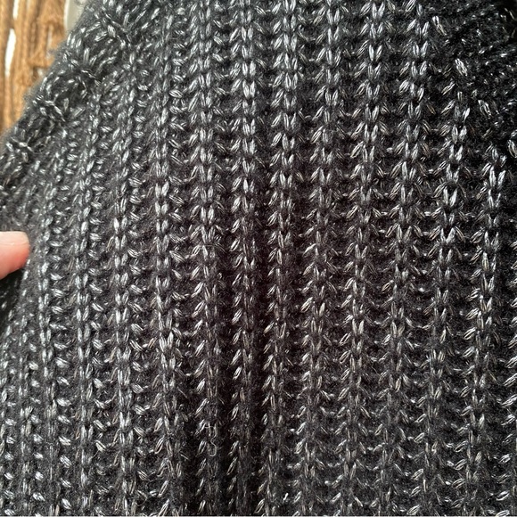 Calvin Klein Poncho boho cowl neck sweater w cottagecore vibe w silver sparkle - Picture 8 of 11